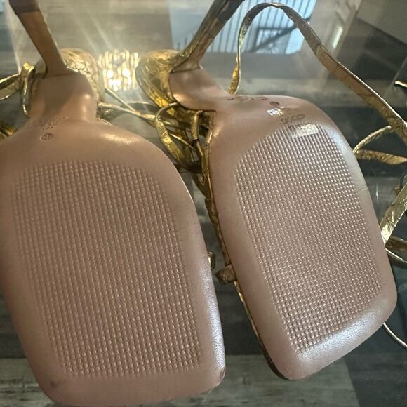 Schutz Gold Strappy Women's Sandals - Picture 9 of 13